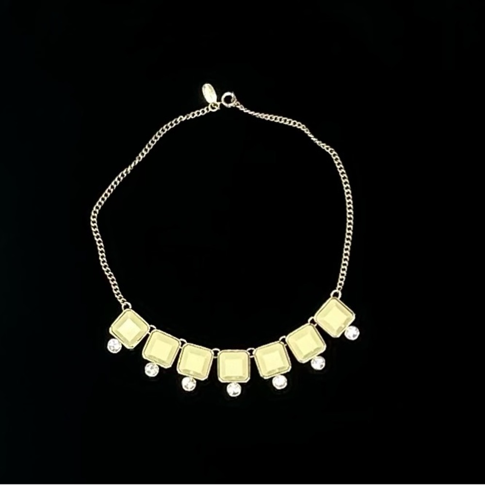 Ann Taylor Gold-Tone Statement Necklace - Cream Square Stones & Crystals